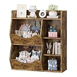 Kinder Bücherregal, 2-in-1 Bücherregal Kinder und Spielzeugregal, Kinderregal mit 3 Ablagefächern & 2 offenen Fächern, Aufbewahrungsregal für Kinderzimmer, Spielzimmer, Kindergarten 81x30x92cm - Rusti