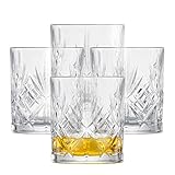 SCHOTT ZWIESEL Whiskyglas Show (4er-Set), anmutige Tumbler für Whisky mit Relieff, spülmaschinenfeste Kristallgläser (Art.-Nr. 121877), Kristall