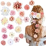 Tyqour 21pc Blume Haarspange Flower Hair Clip für den Urlaub am Meer, Mehrfarbige Blumen Haarklammer Boho Haarclip Blume Haarschmuck Haarspangen mit Hawaiianischen Rosen Haarnadeln für Mädchen Frauen