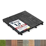 Floordirekt WPC Fliesen 30x30 cm, 1 Stück = 0,09m² Terrassenfliesen, Klickfliesen, Balkonfliesen in Holzoptik - Bodenbelag für Balkon & Terrasse - wetterfest mit Drainagefunktion | Anthrazit | Royal