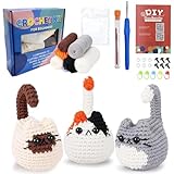 YushengTai Häkelset für Anfänger Katzen - Komplettset mit Garn, Häkelnadel & Video-Anleitung - Tier Häkeln Schritt-für-Schritt - Ideal für Erwachsene & Kinder - Weihnachtsgeschenke