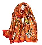 FAIRYGATE Seidenschal Damen 100% Seide XXL Blumen Seidentuch Stola für Abendkleid Hochzeit Seide Schal Halstuch 90 * 180 cm 82003