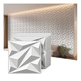 INMOZATA 12 Stück 3D Wandpaneele PVC-Diamant Wall Panels Deko Wandverkleidung Innen 30cm x 30cm PVC-Diamant Wandplatten (3qm) für TV Hintergrund, Schlafzimmer, Spielzimmer(Z1-Weiß)