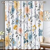 CDXNORA Anlage Gardinen Mit Blickdicht - Farbige Blumen Wohnzimmer Verdunkelung Gardinen Für Hotels Büros Wohnzimmer Schlafzimmer Kinderzimmer,H175 X B140 cm (2Er Pack)