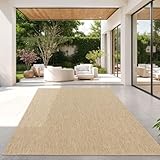 TT Home Teppich Für Outdoor Küchenteppich Balkon Terrasse Unifarbenes Design Modern, Farbe: Natur, Größe:200 cm Quadrat