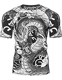 LAFROI Herren Kurzarm Kompressionsshirt UPF 50+ Rash Guard-CLY08D (Dragon,XL)