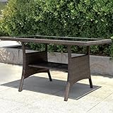 Calma Lux® Polyrattan Gartentisch 120x70x68cm mit Ablage Glas Tischplatte Wetterfest Garten Terrasse Balkon Tisch Esstisch Gartenmöbel (Braun)