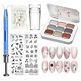 Gelfarben-Set – einfarbiges Glitzer-Mischgel, Nagelkunst-Maniküre zu Hause, Geschenk für Mädchen und Frauen, Kunst-Pat-Maniküre mit Schwämmen und Metallgreifer für Zuhause, Erwachsene, Mädchen, Frauen