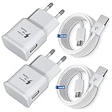 Ladegerät Schnellladung für Samsung Handy, (2-Pack) Adaptives Schnellladegerät USB Ladegerät mit USB Typ C Ladekabel für Samsung Galaxy S8, S9, S10 Plus, A13, A20, A30, A34, A40, A53, M30, M40 5G