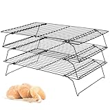 Lifhety 3 Etagen Abkühlgitter, Antihaftend 40×25cm Kuchengitter, Küche Backen Zubehör Gitter für Muffin, Pizza, Cupcake und Grillen, Kompatibel mit Backformen Backofenblech