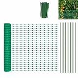 Aufun Begrenzungszaun mobiler Zaun 1m Hoch, 30m Lang, Camping, Gartennetz, inkl. 30 Pfähle und 100 Bindebänder, Hundezaun Hühnerzaun Weidezaun Gartenzaun Steckzaun ideal für Haus, Hof, Grün