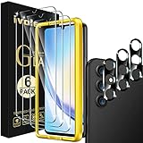 ivoler 3+3 Stück Schutz Glas für Samsung Galaxy A34 5G, 3 Stücke Schutzfolie Mit 3 Stück Kameraschutz und Positionierhilfe, 9H Härte, HD Klar, Anti-Kratz, Anti-Bläschen