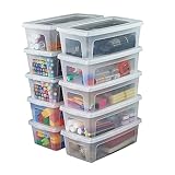 Iris Ohyama Vielseitige Aufbewahrungsboxen, 5L, 10er-Set, Transparent, Deckel leicht schließbar, Stapelbar, Plastik, Für Schrank, Regale, Klassenzimmer, Organisation, Kunstbedarf, Schuhe, MCB-5