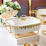 Keramik Chafing Dish Set - Buffet Server & Speisenwärmer für Hochzeiten, Partys, Bankette & Catering Events - Elegante Chafer Warmhalteplatte für Speisenbuffets