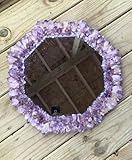 Amethyst Kristallspiegel I Dekorativer Spiegel für Schlafzimmer I 53.3 x 53.3 cm Badezimmerspiegel I Amethystglas I Schminkspiegel für Zuhause