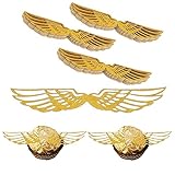 50 Stück Geburtstags Deko, Gold Glitter Flügel Kuchen Dekoration Cake Topper Gold Glitter Wings Cake Decoration Für Bonbons Kuchen Cupcakes Party Mottoparty