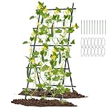 RELAX4LIFE Gurke Rankhilfe, Rankgitter A-förmig, Gartenspalier Metall, Pflanzenstütze mit Gartennetz & Clips, Kletterhilfe für Kletterpflanzen Blumen Nutzpflanzen