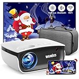Beamer, WiMiUS 7000 Lumen Mini WiFi Bluetooth Beamer Support 1080P Full HD 4K Video Heimkino Projektor, -50% Zoom, Kompatibel mit TV Stick, PC, TV Box
