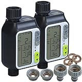 Royal Gardineer Beregnungsautomat: 2er-Set Digitale Bewässerungscomputer mit Display & Regensensor (Bewässerungscomputer mit Sensor, Wassertimer-Bewässerungsuhr, Gartenschlauch)