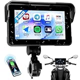 CAMECHO Motorrad Carplay Navi Bildschirm mit Drahtlosem Carplay Android Auto IP68 Wasserdichter Navigationsgeräte, 5 Zoll Touchscreen Bluetooth Display für Motorräder mit Android Cast Airplay
