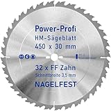 HM-Sägeblatt 32 x Zahn FF 450 x 30 mm FF-S Nagelfest mit Spanabweiser Kreissägeblatt HW für Tischkreissäge Wippsäge Schalholz Naturholz Holzplatten Bauholz Brennholz Schaltafel mit Betonbeschlag Nägel