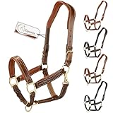 Esposita anatomisches Lederhalfter Deluxe Halfter aus Leder für Pferde Stallhalfter Pferdehalfter - Fettleder Braun Full