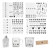 FloraVigo Rub On Sticker ca.A5 19x14cm-Spruch Deko zum Geburtstag, Keraflott, Hochzeit, Zuhause, Wischfolie für Möbel, Glas, Holz, Fotoalbum, DIY Deko, Aufkleberästhetik(4PCS) (Love)