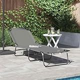 Frdhee Relaxliege, Bäderliege, Strandliege, Relaxsessel, Bäderliege, Klappbare Sonnenliege 1-Person Grau 56 x 189 x 87cm Stoff Für Picknick, Reise, Urlaub, Robust