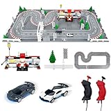 UNIKONIO Slot Cars Rennstrecken-Sets, Autorennbahn Rennbahn mit 2 Controllern 2 Autos, einstellbare Geschwindigkeit, 1:87 Block Building Car Race, Weihnachts Halloween Geschenkautospielzeug - 07