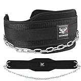 BEAST RAGE Dip-Gürtel Gewichthebergürtel mit robuster Beanspruchung, 91,4 cm, verstellbare Stahlkette, gepolstert, Neopren, Gymnastikgürtel, Rückenstütze, Herren, Damen, Fitness (schwarz)