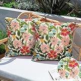 Aisybaklyn Kissenbezug 40x40 2er Set Kissenbezüge Outdoor Kissen Wasserdicht Dekokissen Kissenhüllen Sofakissen für Bankauflage Frühling Outdoorkissen Sommer Decor Zierkissensen Bunte Blume Muster