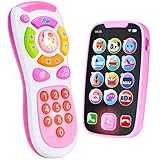 JOYIN Rosa Telefon Baby Spielzeug Handy Ab 1 Jahr, Musikalische Spielzeuge Für Babies, 2 pc Fernbedienung, Kinder Smartphone, Baby Spielzeug ab 6 Monaten,Handy Baby ab 1 Jahr Geschenk Jungen Mädchen