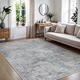 BEIMO Waschbarer Teppich 120x170 cm Grau, Modernes Abstraktes Design, rutschfeste Kurzflor Matte, Pflegeleichter und Nicht Fusselnder Teppich für Esszimmer, Wohnzimmer, Home Office