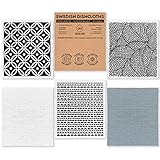 SUPERSCANDI schwedische Geschirrtücher 5-Pack 100% Biologisch Abbaubar & Kompostierbar | Wiederverwendbare & Lebensmittelsichere Spültücher | Für Jede Oberfläche Geeignete Spüllappen | Artdeco Weiß