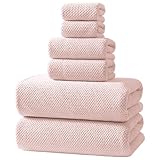 REDKISS 6-teiliges Badetuch-Set – 2 Waschlappen, 2 Handtücher, 2 Badetücher, ultrafaseriges Korallen-Fleece, super saugfähig, keine Fusseln und kein Verblassen, perfekt für Badezimmer, Spa