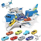 Fiotha Transport Flugzeug Auto, Transportflugzeugmodell, Spielzeugautos mit 8 Autos+1 Flugzeugs+1 Flugzeuglagerung, Transportflugzeug, Geeignet für Geburtstage, Halloween, Weihnachten