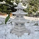 FABRIQ Tachi-Doro Japanische Pagode, Steinfigur, steinlanterne, Japanishe Laterne, wetterbeständig, Zen Garten, massiv L: 32cm W: 32cm H: 46cm Gewicht: 14kg für Außenbereich Frostbeständig bis -30°C