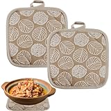 WeddHuis 2pcs große Baumwolle Topflappen Set (17cm) (Braun)