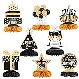 8 Stück Tischdeko Geburtstag Bienenwaben Deko Geburtstagsdeko Tisch Papier Schwarz Gold Happy Birthday Tisch Ornamente Papier Tischdekoration Für Geburtstag Party Tischaufsätze