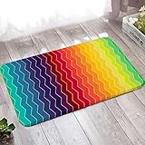 Fussmatte Vintage, Teppich Kinderzimmer 50X80cm Bunt Regenbogenfarbenes Vertikales Streifenmuster für Wohnzimmer Schlafzimmer