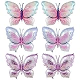 Thoquene 6 Stück Folienballon Schmetterling Deko Geburtstag Mädchen, Schmetterlinge Luftballon