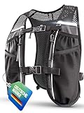SASMO® Laufweste Damen & Herren 5L | Running Vest - Ultraleicht 270g & atmungsaktiv| Laufrucksack Damen - 8 Taschen | Laufweste Herren | Trinkweste Laufen (schwarz, 5L)