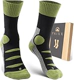 PAIXX Merino Wandersocken 2 Paar, Warme Outdoor Hiking & Trekking Socken, Weich, Gepolstert, Anti-Blasen Thermosocken für Herren & Damen
