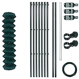 Maschendrahtzaun-Gartenzaun-Set verzinkt und grün beschichtet Maschenweite 6 x 6 cm, Zaunset, Drahtzaun, Maschendraht, Komplettset, Zaun-Set (1,25 x 15 m)