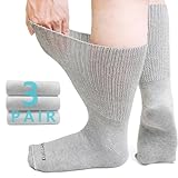 ZFSOCK Diabetiker Socken Herren Damen Diabetikersocken Ohne Gummibund Ohne Naht für empfindliche Füße Baumwolle Gesundheitssocken Extra Weite Wadenlange Socken Atmungsaktive 3 Paar 39-46 Grau