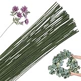 POPOYU 100 Stück 40m Blumendraht Floristikdraht Dunkelgrün,0.5mm Papierdraht zum Basteldraht Dünn,Floristendraht Basteldraht Steckdraht Drahtstäbe für Künstliche Blumen Hochzeit Bouquet Dekor