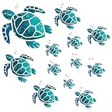 15 Stück Meeresschildkröten-Vinyl-Wandaufkleber, Wasserschildkröte Unter Dem Meer, Fliesenaufkleber Bad Wasserdichte Schildkröten Aufkleber für Badezimmer, Schlafzimmer, Wohnzimmer, Toilette