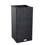 ESTEXO Polyrattan Blumentopf Übertopf Pflanztopf Blumenkübel Rattan Pflanzkübel Topf (60 cm/Schwarz)