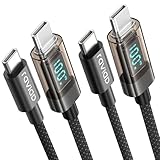 RAVIAD 100W USB C auf USB C Kabel【2Stück 2M】 5A Schnellladekabel Ladekabel PD QC3.0 with LED Display für iPhone 16/15 Pro Max, Galaxy S25/S24/S23/S22/S21, Pad Pro, MacBook Air, Tablets, Huawei, Pixel