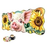Extra großes Gaming-Mauspad, XL-Schreibtischunterlage (31,5 x 11,8 cm) mit genähten Kanten, Schwein-Sonnenblumen, rutschfestes, verlängertes Mauspad, Tastatur-Mauspad, weiche, lange